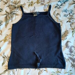 Navy Blue Tank Top with Tie Detail From Tristan